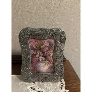 Silver Toned Ornate Frame with Floral Picture